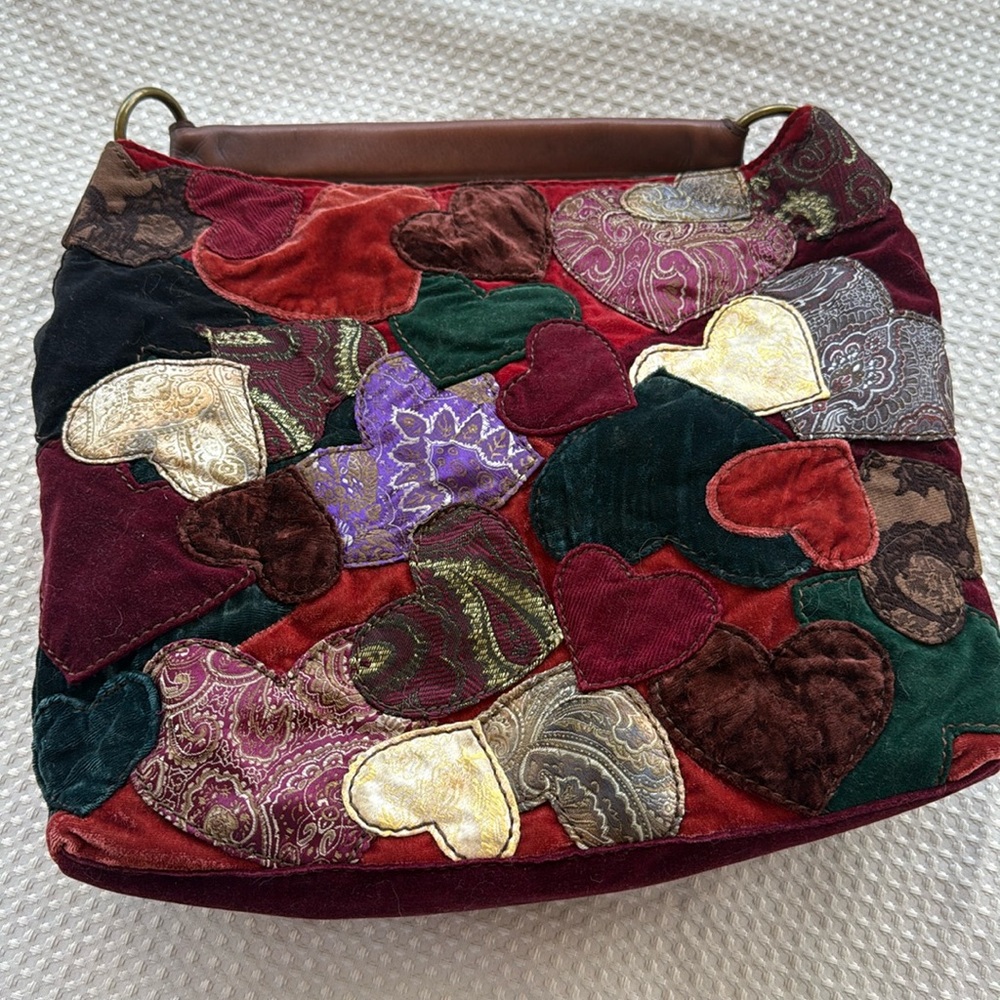 Lucky Brand Multicolor Heart Patchwork Shoulder Bag